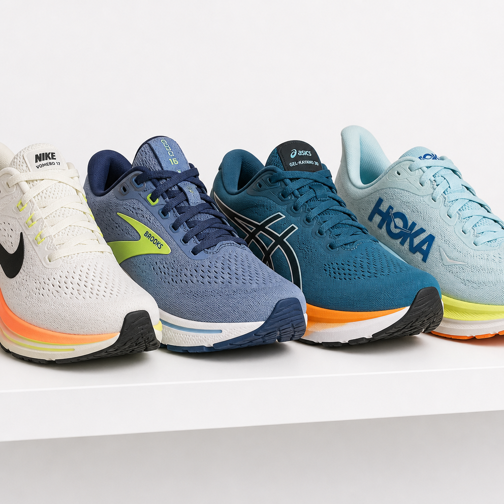Collection of running shoes from top brands