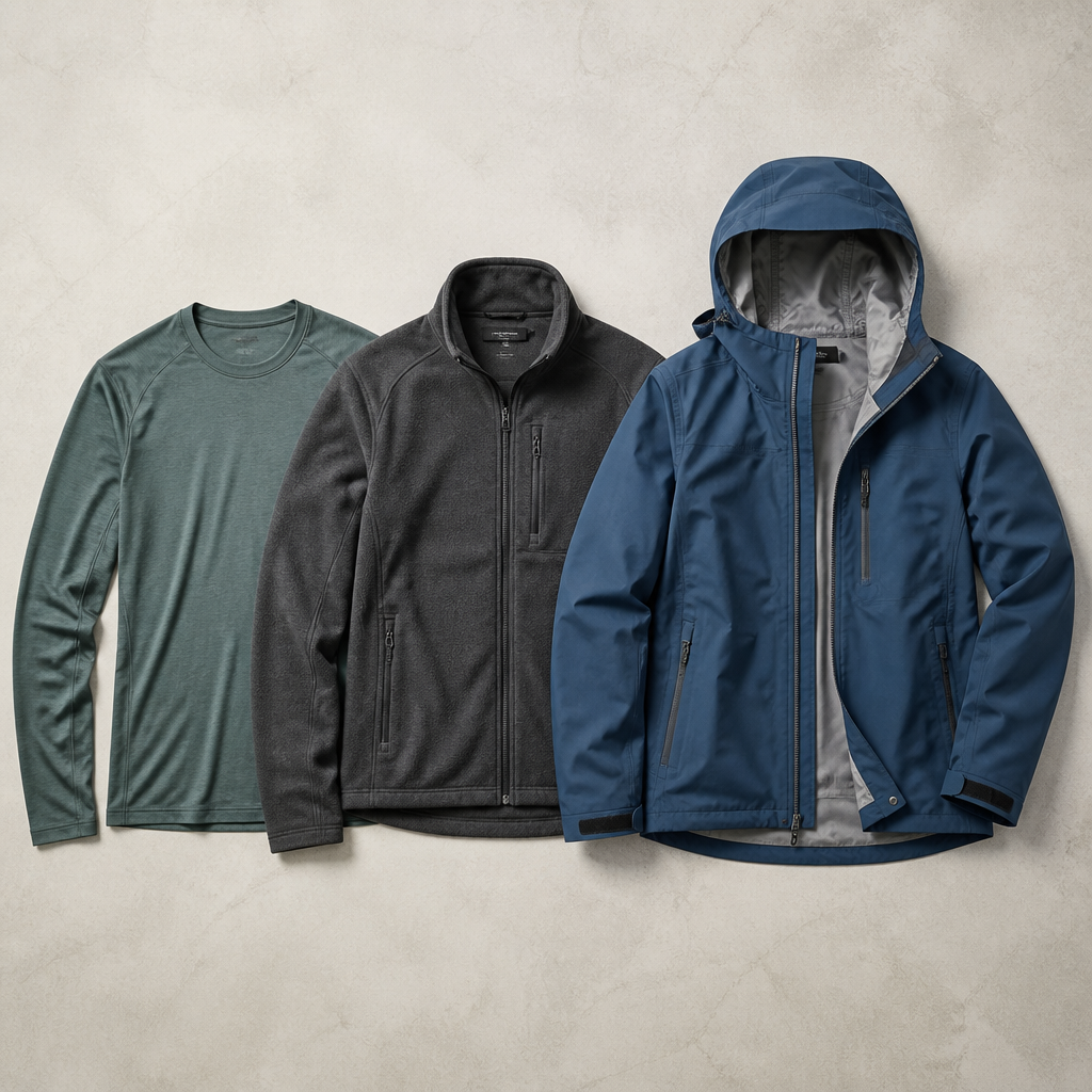Three-layer outdoor clothing system