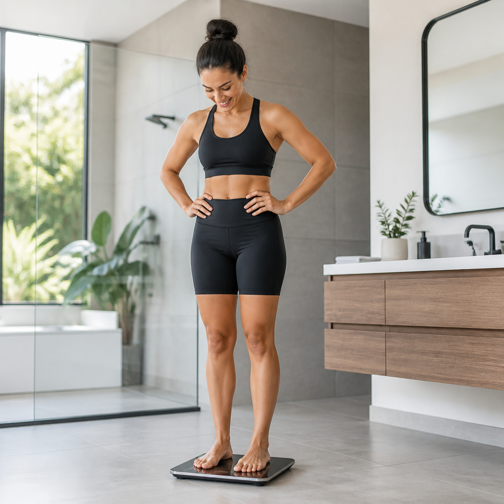 Person achieving weight loss goals