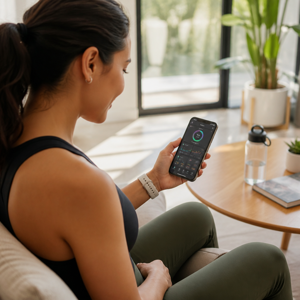 Person using health app on smartphone