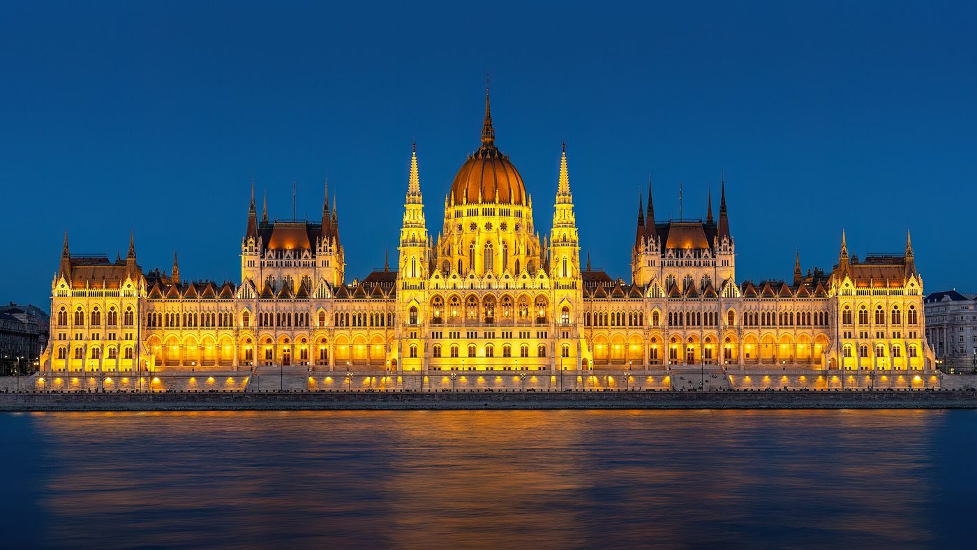 Hungarian Parliament Building on the bank of the Danube in Budapest